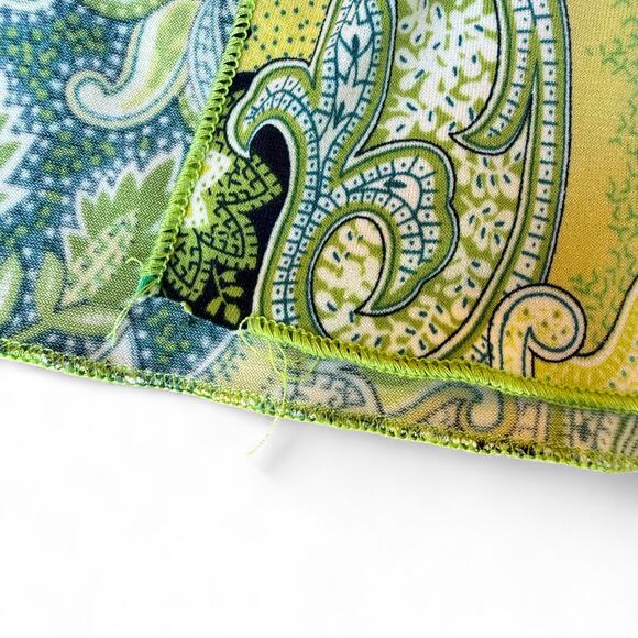 VTG Paisley Asymmetrical V-Neck Empire Babydoll Top Fairycore Y2K Green Tink S - Picture 4 of 5